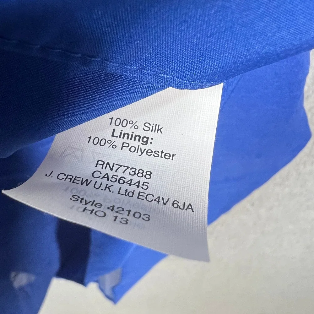 J. Crew Blue Silk Chiffon Pleated Sleeveless Cocktail Dress 42103 Womens 6P - Picture 3 of 8